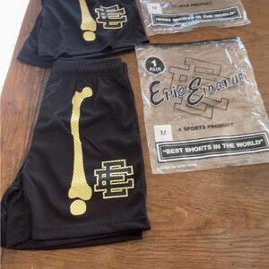 Eric Emanuel Black Shorts with Yellow Design